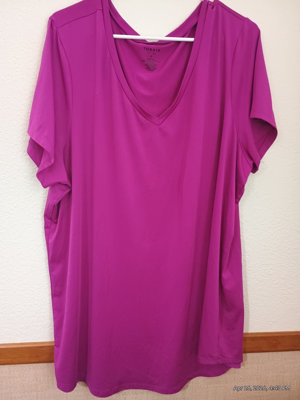 torrid V-Neck Short Sleeve Tee in Bright Magenta